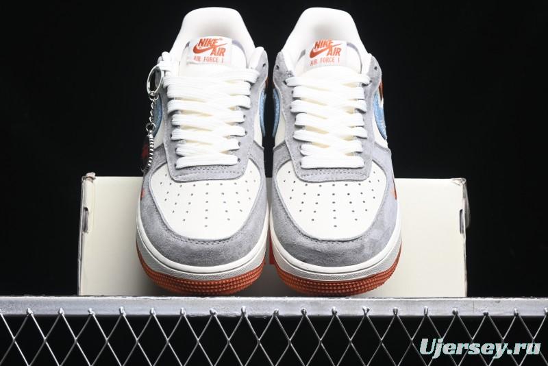 Nike Air Force 1 '07 Low Stussy Collaboration - Grey Brown Flyknit Low-Top Casual Sneakers - KK1988-025