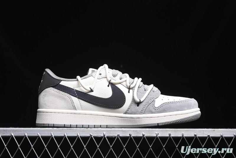 Nike Travis Scott x Fragment Design x Air Jordan 1 Low OG SP AJ1 Dior Collaboration - Splatter Lace-Up Low-Top Casual Sneakers DM9288-002