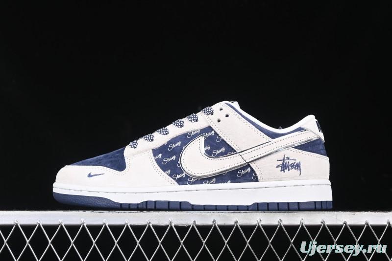 Nike SB Dunk Low Stussy Collaboration - Light Blue Pig Anniversary High-End Custom Low-Top Casual Skate Shoes - XX2025-528