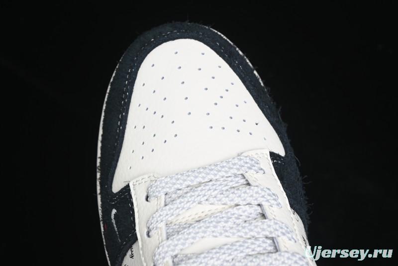 Nike SB Dunk Low Stussy Collaboration - Black White Mini Swoosh Anniversary Custom Low-Top Casual Skate Shoes - XY1688-017