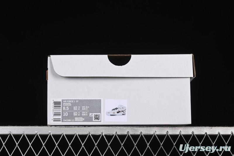 Nike Air Force 1 '07 Mid Hand-Painted White Black Brown with Swoosh Shadow Strap Mid-Top Casual Sneakers - CW2289-111
