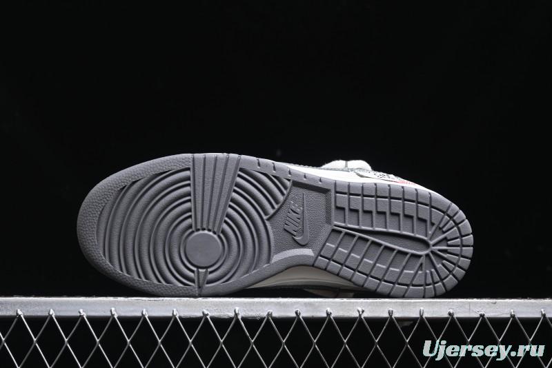 Nike SB Dunk Low Supreme x Stone Island Triple Collaboration - Strap Patch Gray Hook Anniversary High-End Custom Low-Top Casual Skate Shoes - YX5066-203