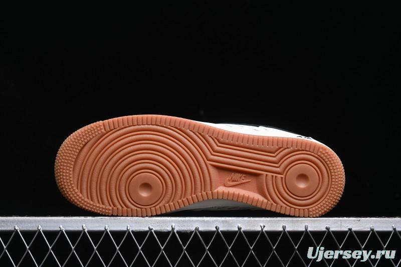 Nike Air Force 1 '07 Low Stussy Collaboration - Beige Black Hook Gum Sole Low-Top Casual Sneakers - XZ6188-255