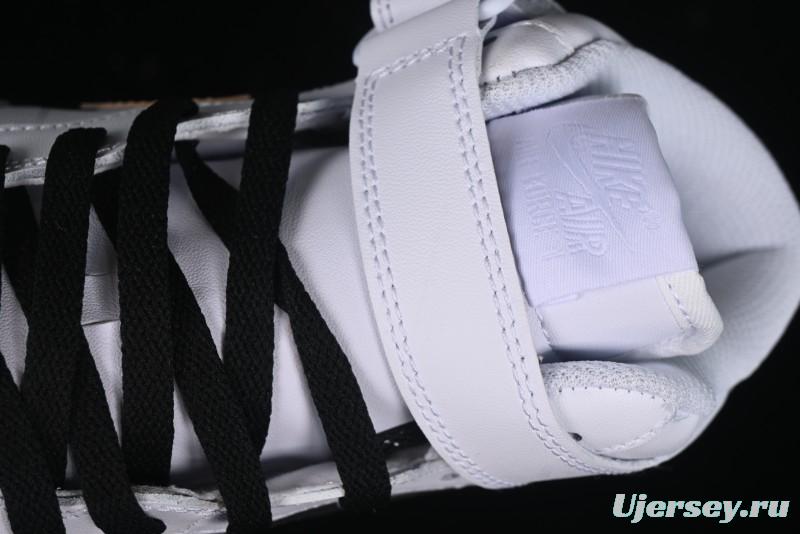 Nike Air Force 1 '07 Mid Hand-Painted White Black Brown with Swoosh Shadow Strap Mid-Top Casual Sneakers - CW2289-111