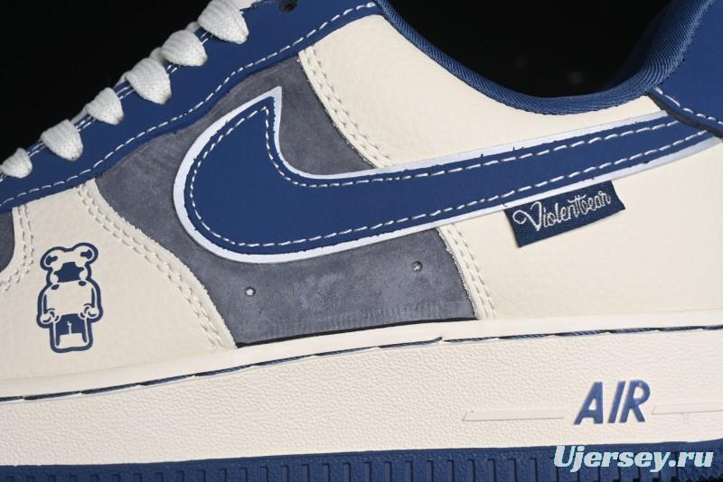 Nike Air Force 1 '07 Low Violent Bear Collaboration - Grey Beige Blue Low-Top Casual Sneakers - KK1988-017