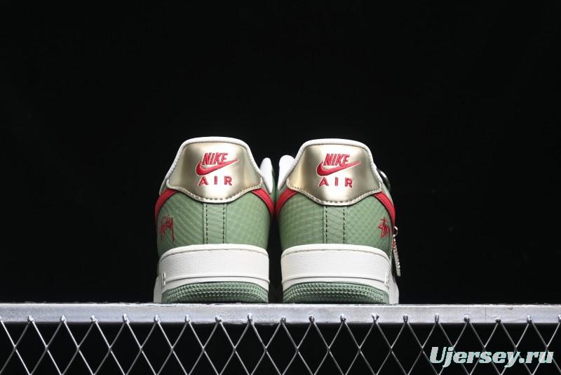Nike Air Force 1 '07 Low Stussy Collaboration - Snake Green Low-Top Casual Sneakers - KK1988-028