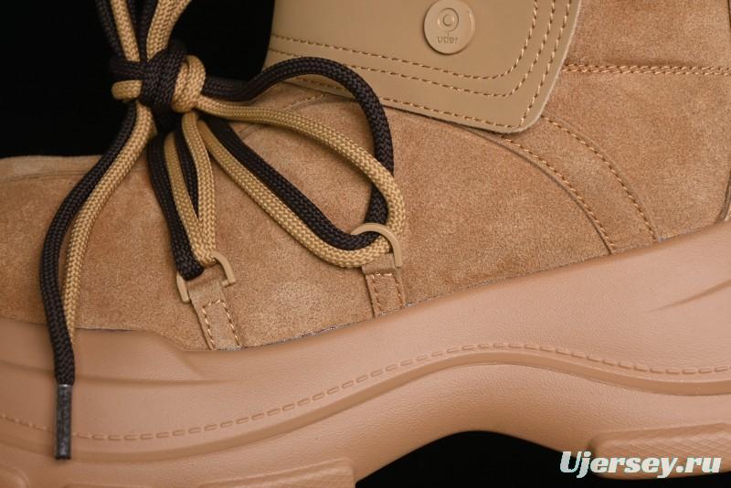 Ouder Retro Lace-Up Mid-Calf Warm & Thickened Platform Casual Snow Boots with Wool Lining - Oud024 Brown