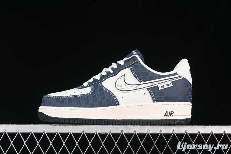 Nike Air Force 1 '07 Low Supreme Casual Sneakers in White-Blue Shadow - KK1988-009