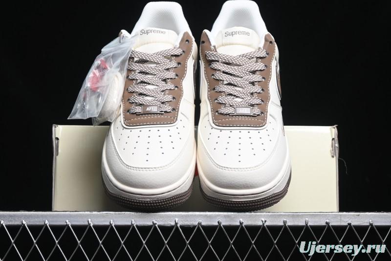 Nike Air Force 1 '07 Low Stone Island x Supreme Collaboration - Beige Brown Swoosh Casual Sneakers - BB1616-306