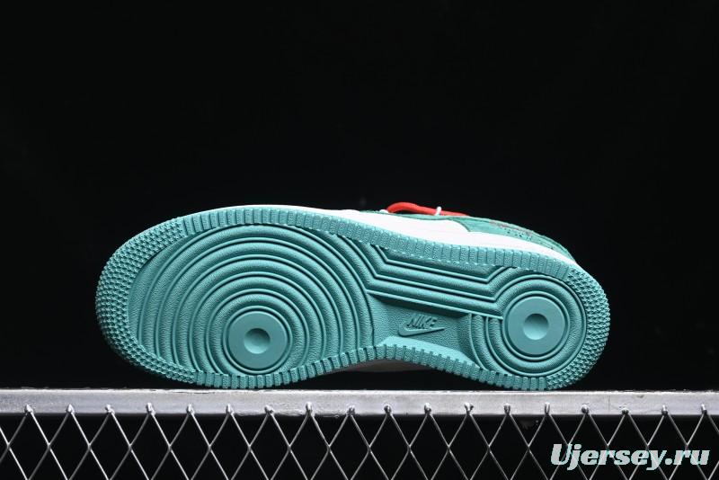 Nike Air Force 1 '07 Low Gucci Stone Island Collaboration - Grey Green Pigskin Lace-Up Casual Sneakers - DF0188-010