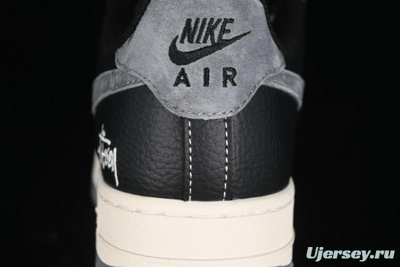 Nike Air Force 1 '07 Low Stussy Collaboration - Black Grey Casual Sneakers - XZ3328-566