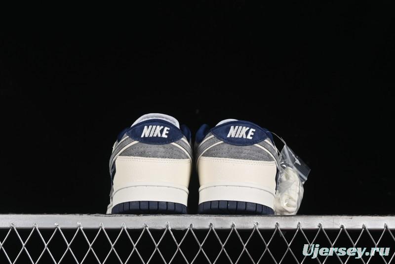 Nike SB Dunk Low Collaboration with Violent Bear - Patchwork Grey Swoosh Anniversary Custom Edition Low-Top Casual Skate Shoes - KK1333-013