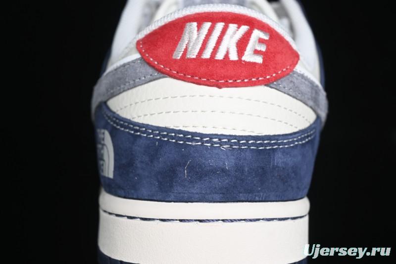 Nike SB Dunk Low The North Face Collaboration - Light Blue Grey Check Anniversary High-End Custom Low-Top Casual Skate Shoes - YX5066-251