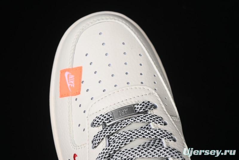 Nike Air Force 1 '07 Low Stussy Collaboration - Black Woven Label Low-Top Casual Sneakers - SJ6698-011