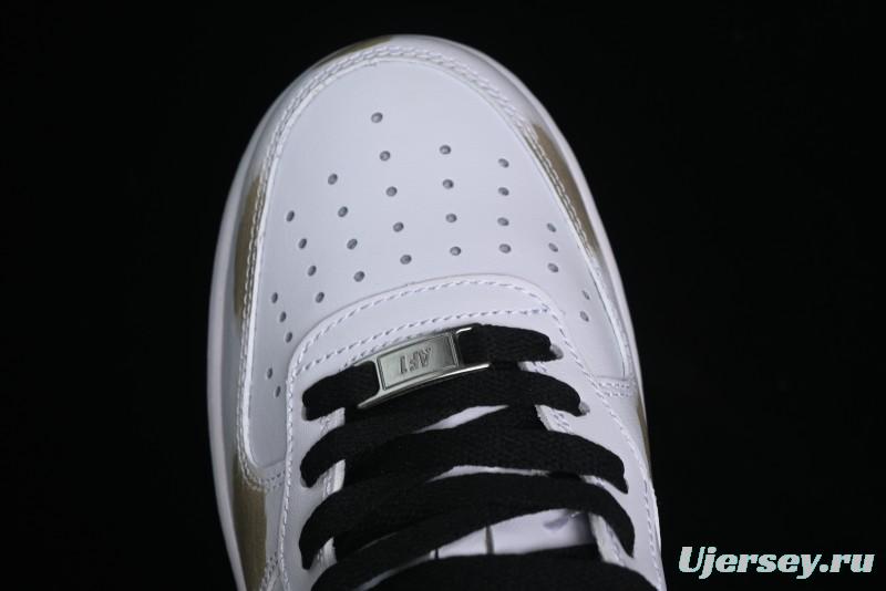 Nike Air Force 1 '07 Mid Hand-Painted Olive Green with Swoosh Shadow Strap Mid-Top Casual Sneakers - CW2289-111