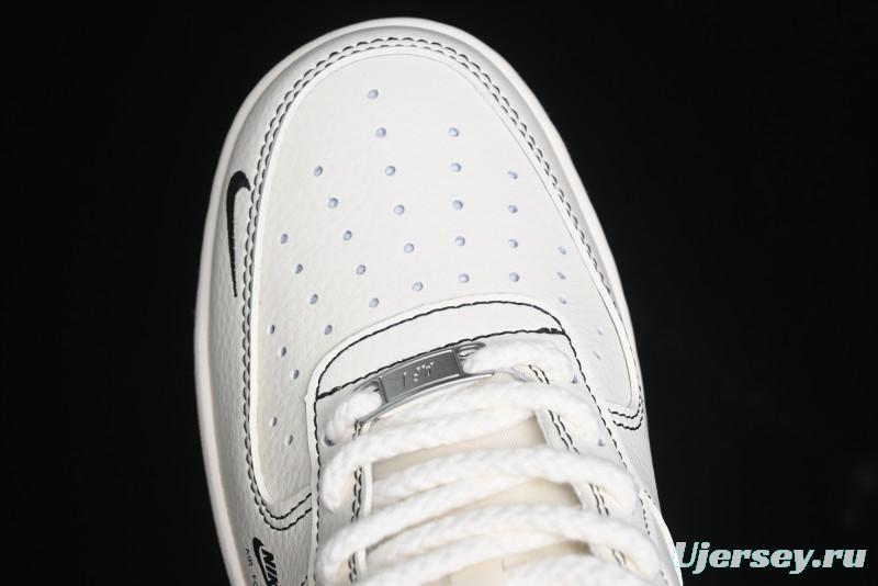 Nike Air Force 1 '07 Low Stussy Collaboration - White Black Swoosh Red Tab Low-Top Casual Sneakers - SJ6698-015