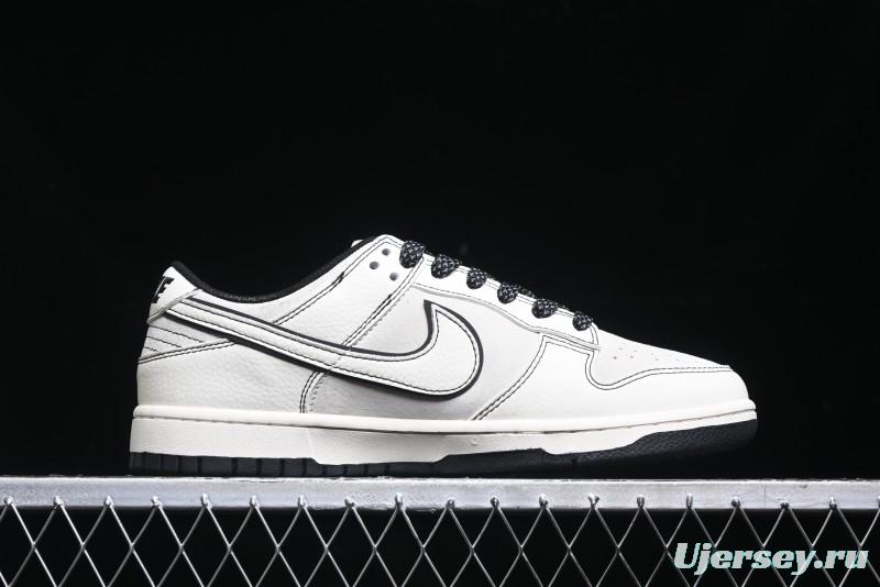 Nike SB Dunk Low Stussy Collaboration - Beige Black Line High-End Custom Low-Top Casual Skate Shoes - BB7518-008