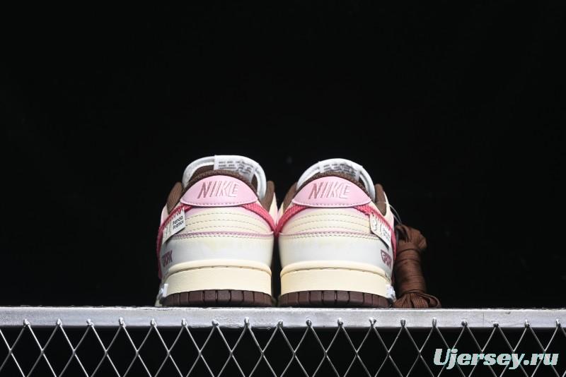 Nike Dunk Low Retro Casual Sneakers in Brown and Sail with Panda Mischief Skyline Theme - DD1503-124