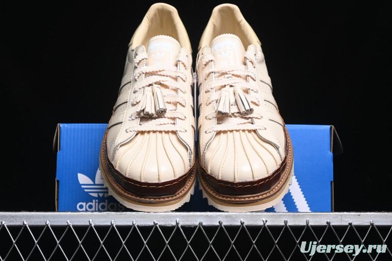 Adidas Superstar Clot Collaboration JQ6117 Preppy Style Shell Toe Casual Sneakers with Perforated Leather Upper - JQ6117
