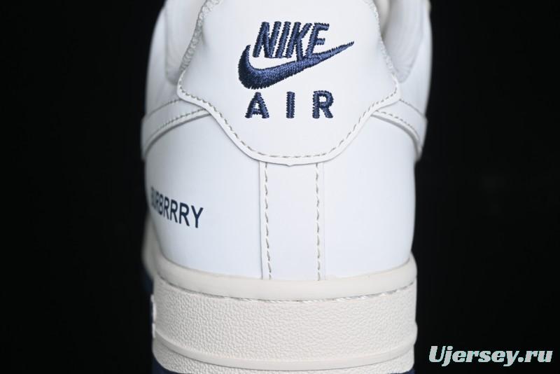 Nike Air Force 1 '07 Low Burberry Collaboration - Off White Navy Blue Patchwork Low Top Casual Sneakers BB8588-222