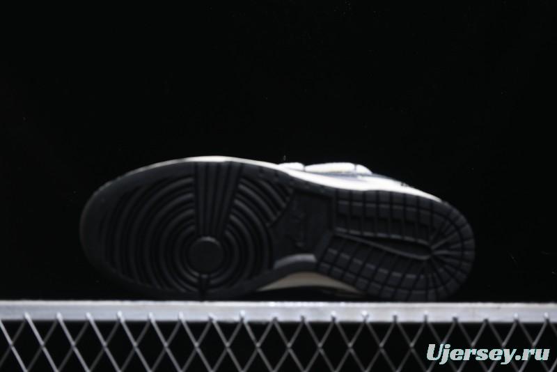 Nike SB Dunk Low Stussy Collaboration - Lace-Up Grey White Grey Check Anniversary High-End Custom Low-Top Casual Skate Shoes - YX5066-207