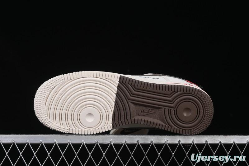Nike Air Force 1 '07 Low Stussy Collaboration Dual-Tone Beige Brown Low-Top Casual Sneakers - SJ6698-025