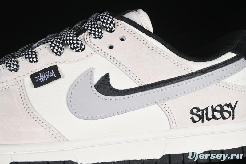 Nike SB Dunk Low Stussy Collaboration Grey Pig Suede Anniversary Custom Low-Top Casual Skate Shoes - DJ2024-061