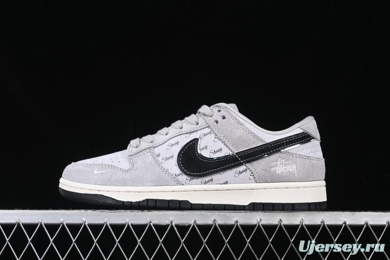 Nike SB Dunk Low Stussy Collaboration - Black Swoosh Anniversary Custom Low-Top Casual Skate Shoes - XX3168-069