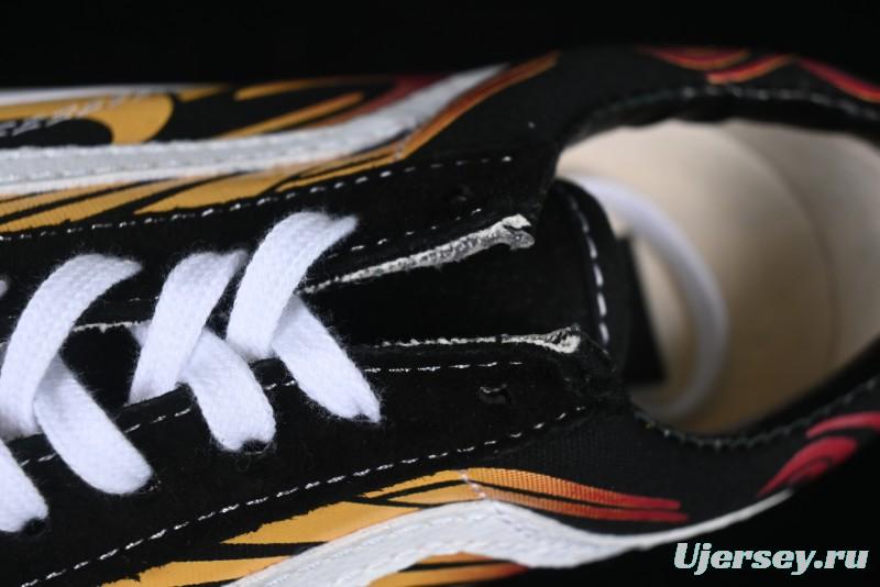 Vans Old Skool Flame Red Low-Top Casual Skate Shoes - VN000CQDBA5