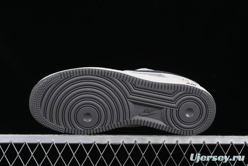 Nike Air Force 1 '07 Low Supreme Collaboration Custom Casual Sneakers with Grey Swoosh - DM6688-056