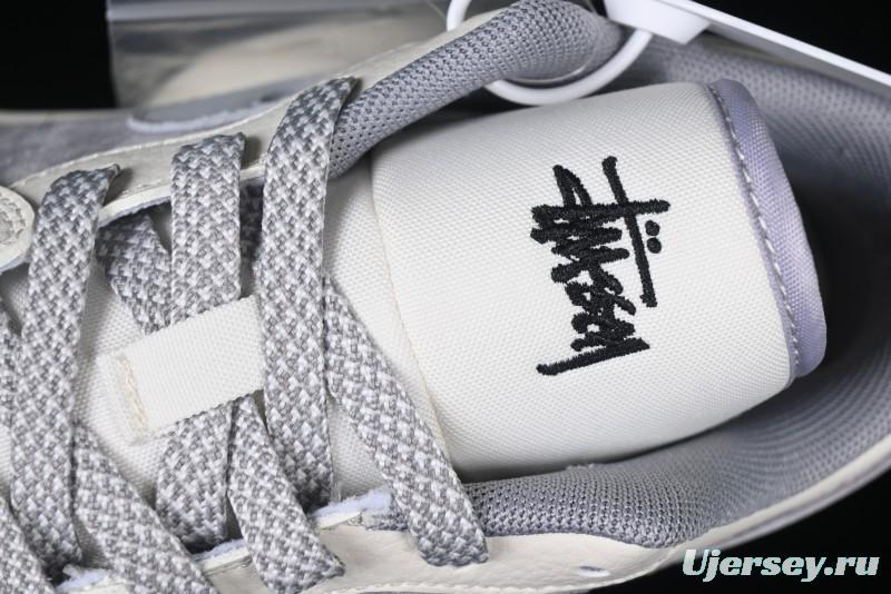 Nike Air Jordan 1 Low Stussy Collaboration - Retro Basketball Shoes in Light Grey - SJ9950-044