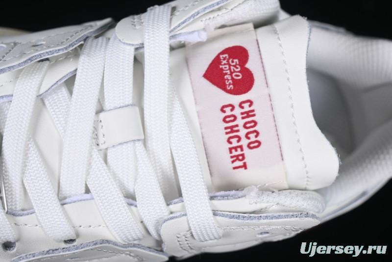 Choco Concert Leather Round Square Asymmetric Fashion Sneakers White Wine Red - AJE5