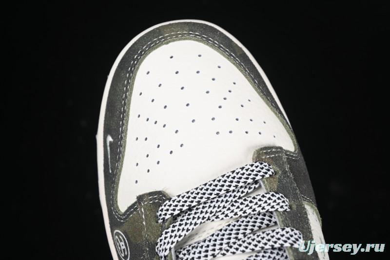 Nike SB Dunk Low Stussy Collaboration - Camo Black Swoosh Anniversary High-End Custom Low-Top Casual Sneakers - DM6868-011