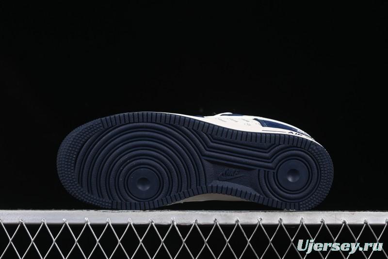 Nike Air Force 1 '07 Low Stussy Collaboration Dark Blue Suede White Swoosh Low-Top Casual Sneakers - XZ6188-673
