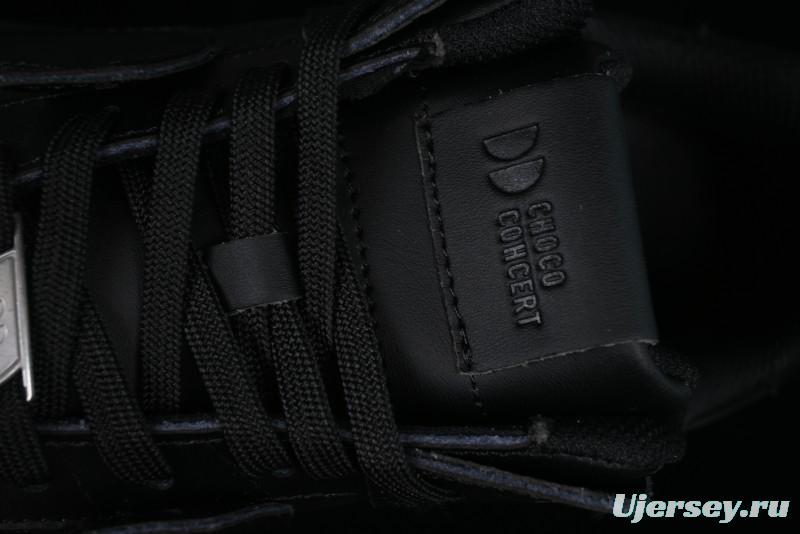 Choco Concert Leather Round Square Asymmetric Fashion Sneakers Black - AJE5