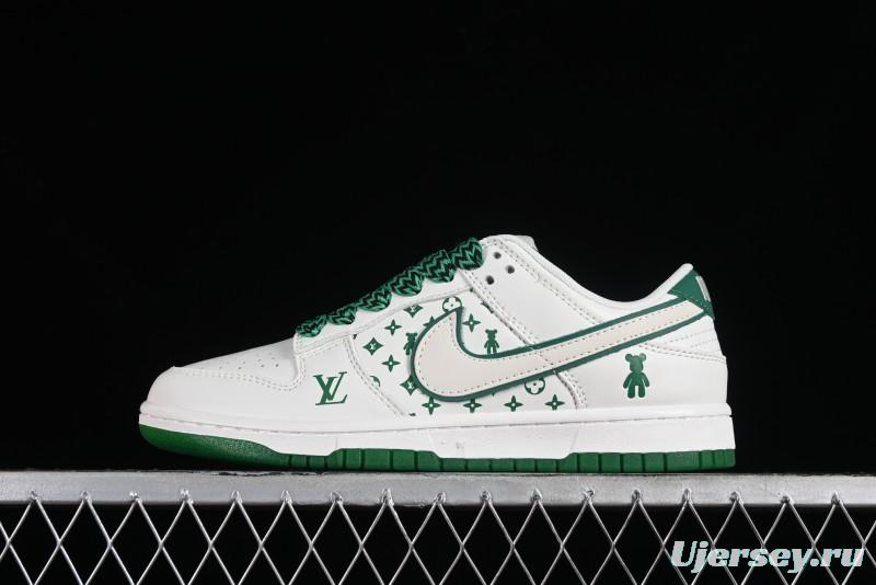 Nike SB Dunk Low LV Collaboration - Beige Green Violent Bear Anniversary High-End Custom Low-Top Casual Skate Shoes - SJ2068-241