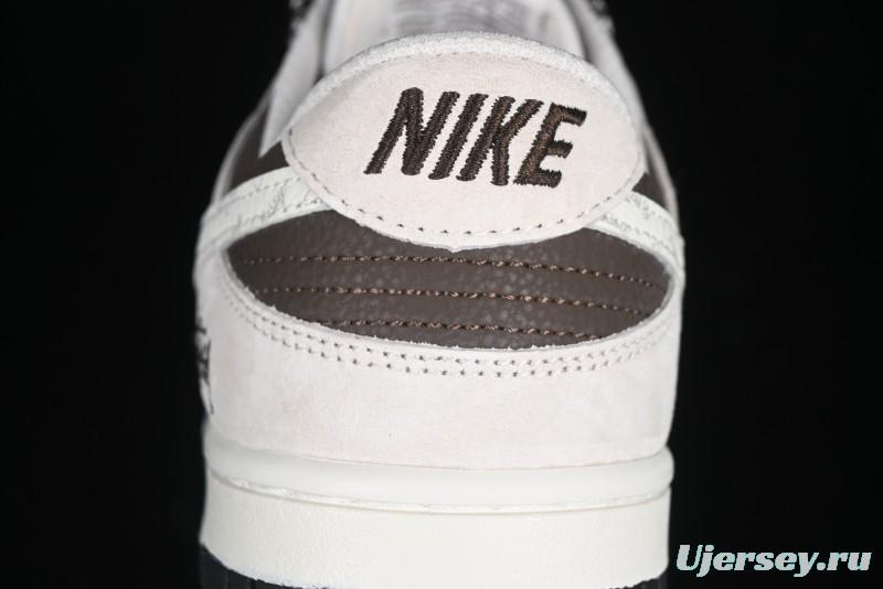 Nike SB Dunk Low Stussy Collaboration Brown Leather Swoosh Anniversary Custom Low-Top Casual Sneakers - DJ2024-062