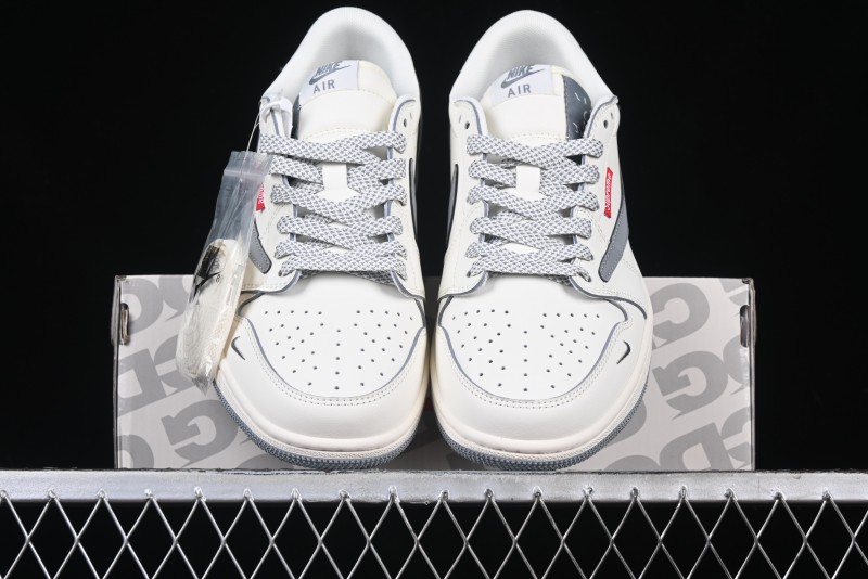 Nike Travis Scott x Fragment Design x Air Jordan 1 Low OG SP AJ1 Retro Sneakers with Unique Collaboration Details - XZ5158-002