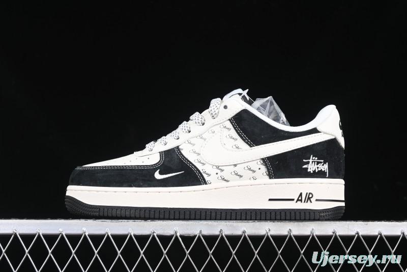 Nike Air Force 1 '07 Low Stussy Collaboration - Black White Casual Sneakers - XZ6188-671