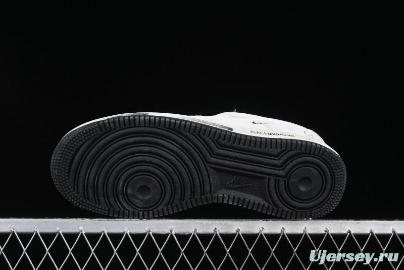 Nike Air Force 1 '07 Low Grey Pig Suede Graffiti Casual Sneakers - DF0188-035