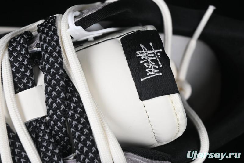 Nike Travis Scott x Fragment Design x Air Jordan 1 Low OG SP AJ1 Stussy Collaboration - Black Hook Dual-Tone Drawstring Low-Top Casual Sneakers - SJ0086-139