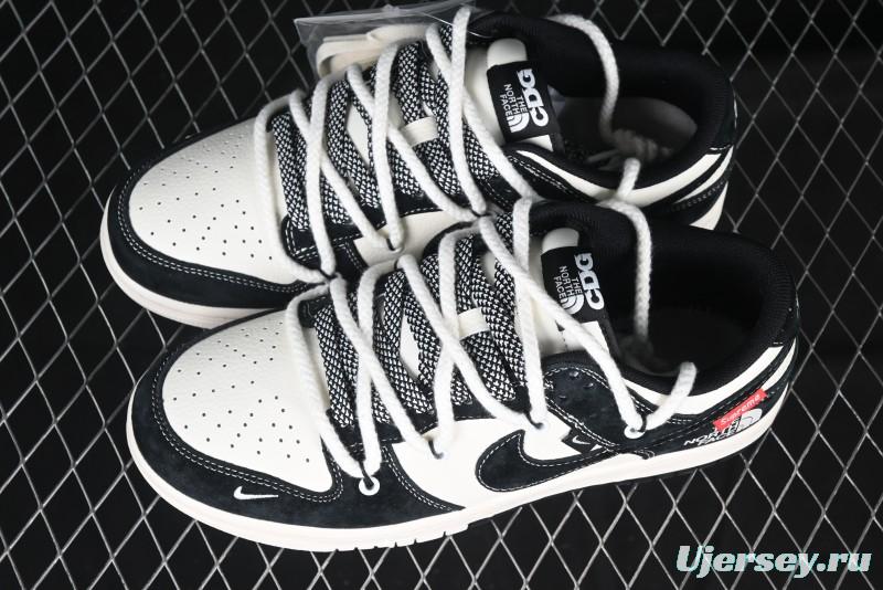 Nike SB Dunk Low The North Face x Supreme Anniversary Edition Customized Lace-Up Black White Black Swoosh Casual Skate Shoes - YX5066-227