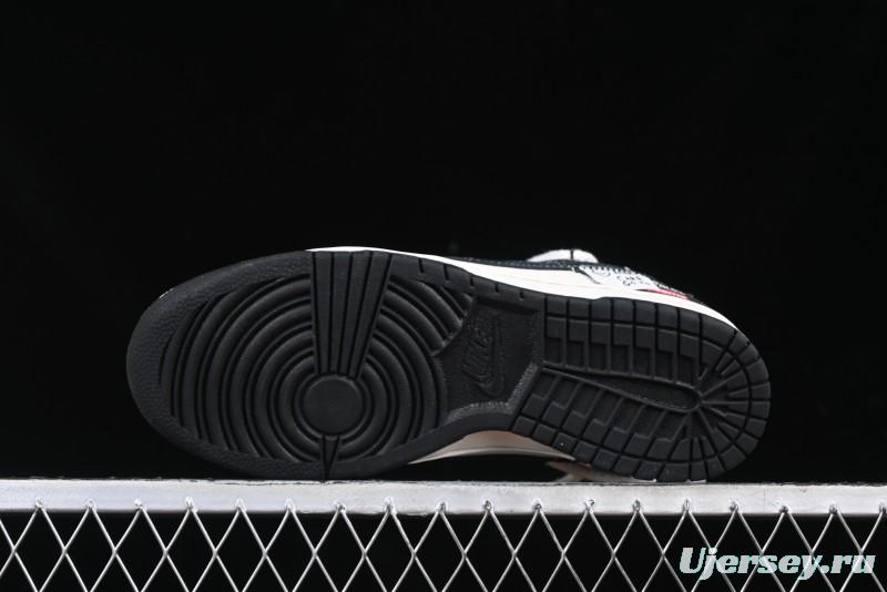 Nike SB Dunk Low Supreme x Stone Island Triple Collaboration Strap Patch Black Swoosh Anniversary Custom Low-Top Casual Skate Shoes - YX5066-202