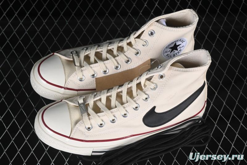 A Ma Maniere x Nike x Converse Chuck 70 High Top Sneakers with Leather and Velvet Swoosh Logo - A13388C