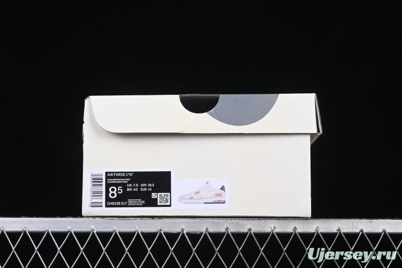 Nike Air Force 1 '07 Low Supreme Collaboration - Beige Grey Woven Label Casual Sneakers - CH6336-517