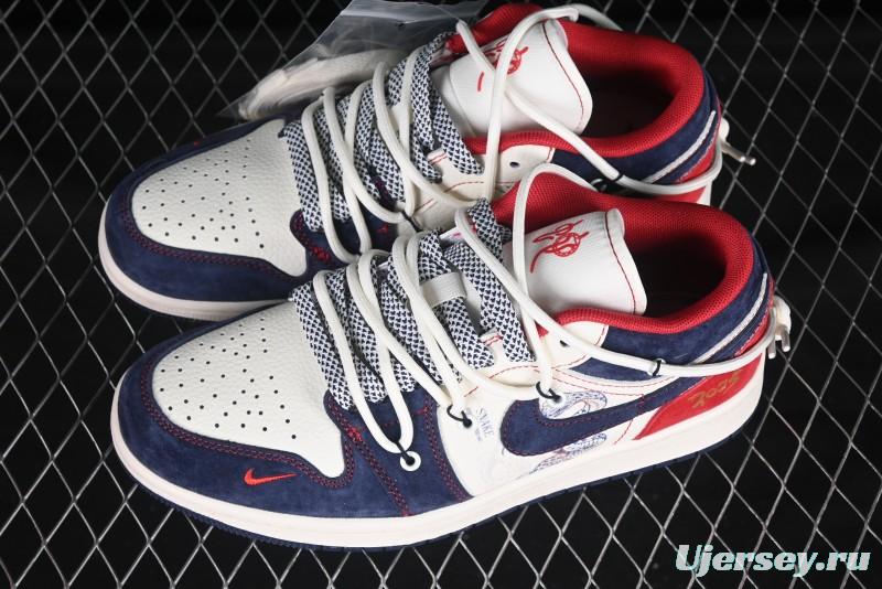 Nike Air Jordan 1 Low OG SP AJ1 Year of the Snake Limited Edition Red Blue Drawstring Low-Top Casual Sneakers - SJ9950-051