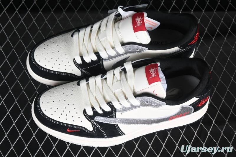 Nike Travis Scott x Fragment Design x Air Jordan 1 Low OG SP AJ1 Retro Sneakers with Unique Collaboration Design - DM9288-007
