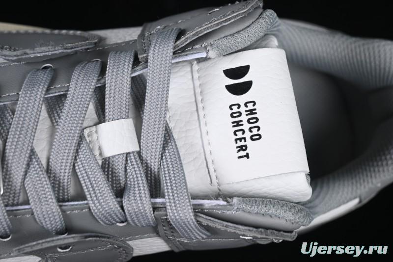 Choco Concert Leather Round Square Asymmetric Fashion Sneakers White Gray - AJE5