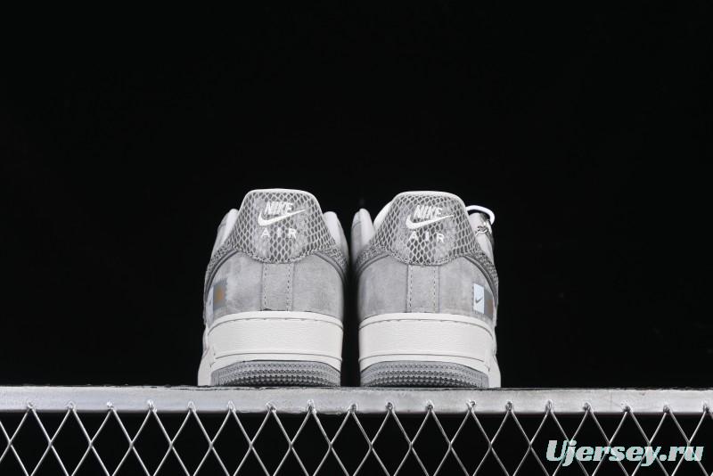 Nike Air Force 1'07 Low The North Face Collaboration Pig Grey Snake Print Low-Top Casual Sneakers - DF0188-027
