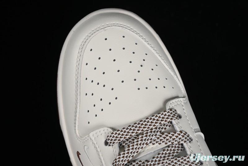 Nike SB Dunk Low LV Collaboration - Double Swoosh Beige Brown Anniversary High-End Custom Low-Top Casual Skate Shoes - XX2025-309